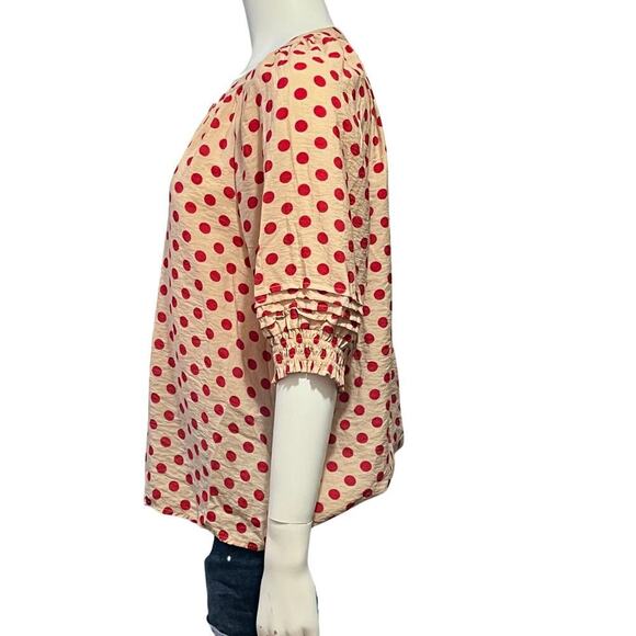 Ellison Womens Polka Dot Tassel Blouse Size Large - Picture 5 of 12